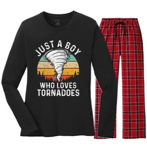 Tornado Storm Chasing Twister Hurricane Women's Long Sleeve Flannel Pajama Set 