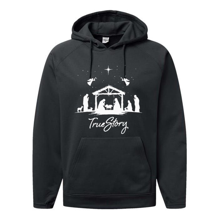 True Story Christmas Nativity Jesus Christian Performance Fleece Hoodie