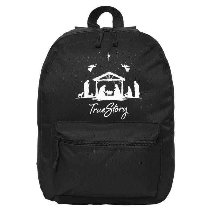 True Story Christmas Nativity Jesus Christian 16 in Basic Backpack