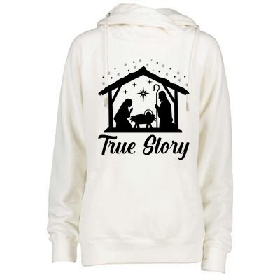 True Story Christmas Christian Religion Religious Xmas Gift Womens Funnel Neck Pullover Hood