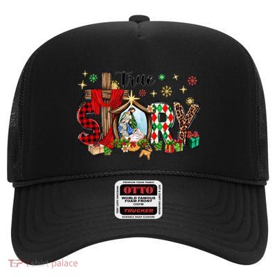 True Story Christmas Jesus Christian Gift High Crown Mesh Back Trucker Hat