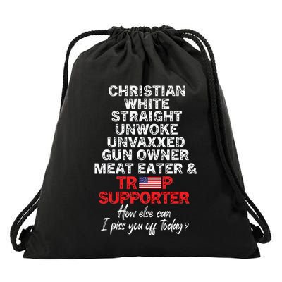 Trump Supporter Christian White Straight Unwoke Unvaxxed Drawstring Bag