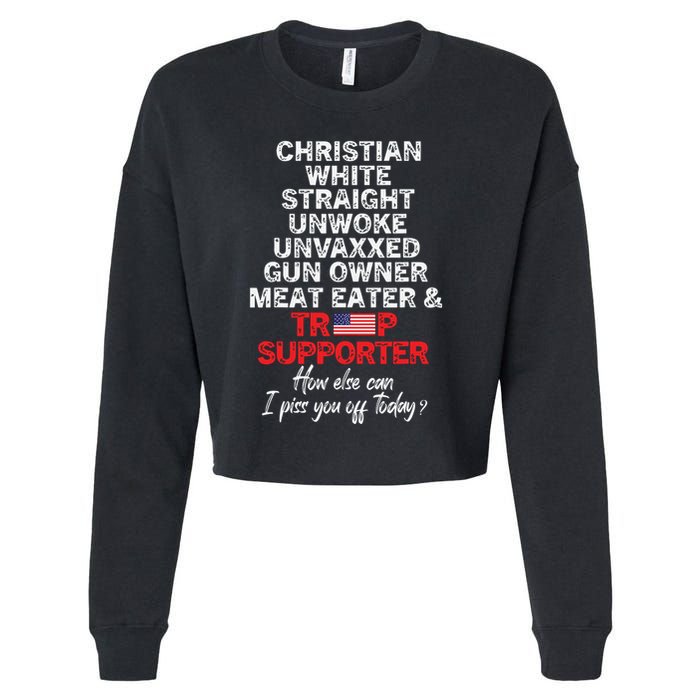 Trump Supporter Christian White Straight Unwoke Unvaxxed Cropped Pullover Crew