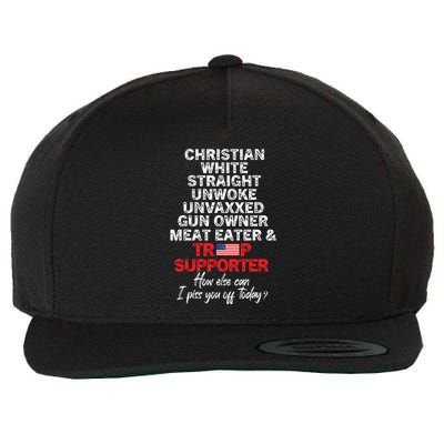 Trump Supporter Christian White Straight Unwoke Unvaxxed Wool Snapback Cap