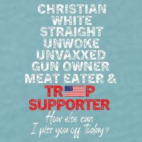 Trump Supporter Christian White Straight Unwoke Unvaxxed Sueded Cloud Jersey T-Shirt