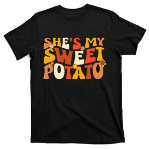 Thanksgiving S Couples Sweet Potato I Yam Groovy Flower T-Shirt