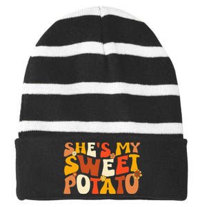 Thanksgiving S Couples Sweet Potato I Yam Groovy Flower Striped Beanie with Solid Band