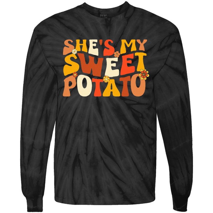 Thanksgiving S Couples Sweet Potato I Yam Groovy Flower Tie-Dye Long Sleeve Shirt