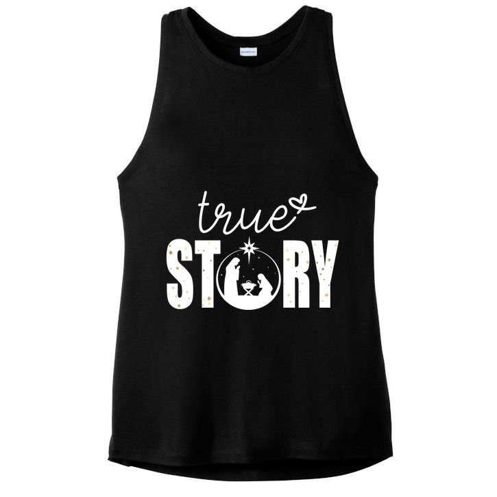 True Story Christmas Holy Christian Ladies PosiCharge Tri-Blend Wicking Tank