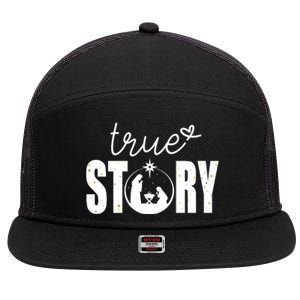 True Story Christmas Holy Christian 7 Panel Mesh Trucker Snapback Hat