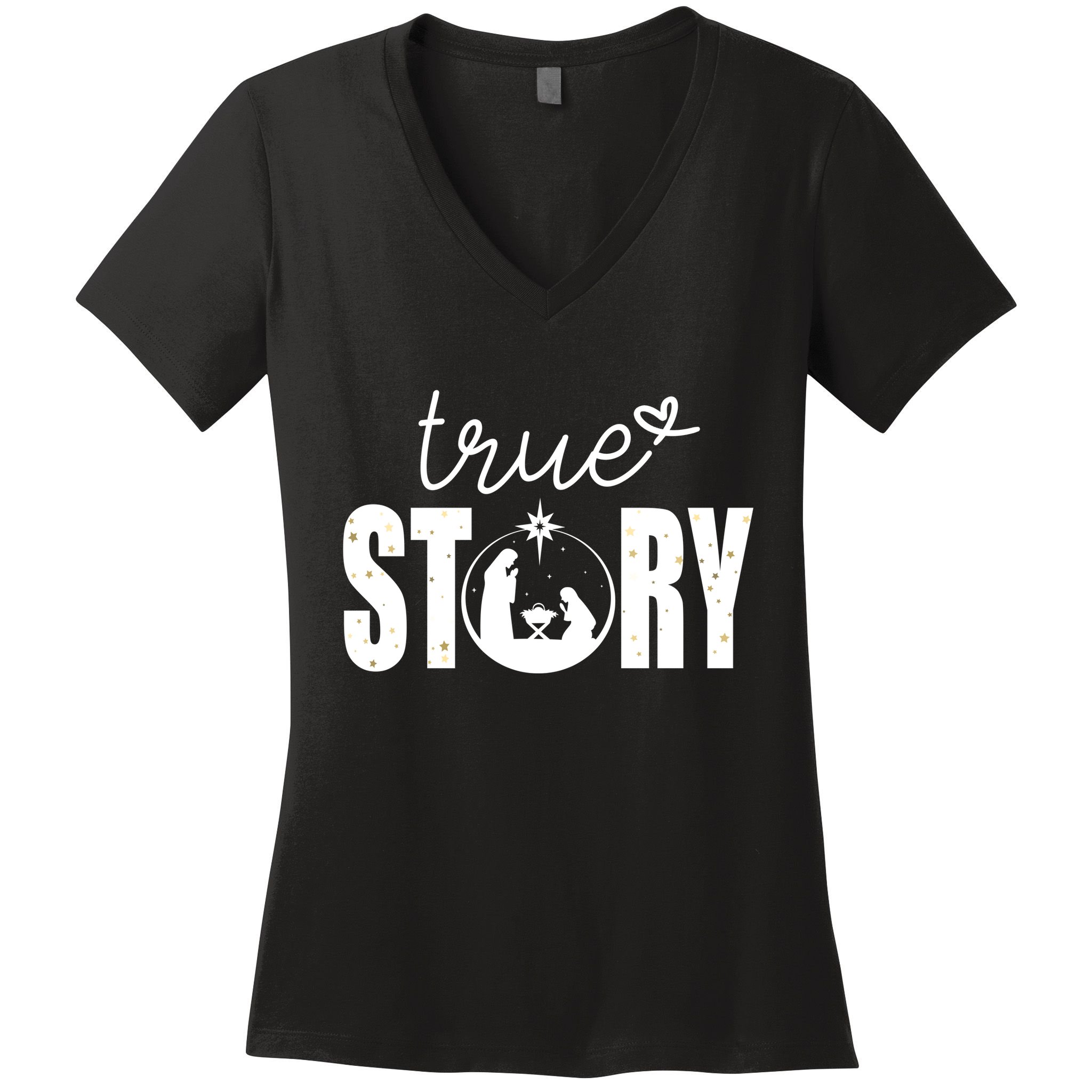 True Story Christmas Holy Christian Women's V-Neck T-Shirt