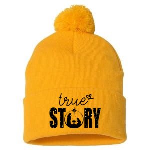 True Story Christmas Holy Christian Pom Pom 12in Knit Beanie