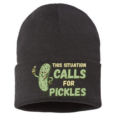 This Situation Calls For Pickles Funny Pickle Sustainable Knit Beanie