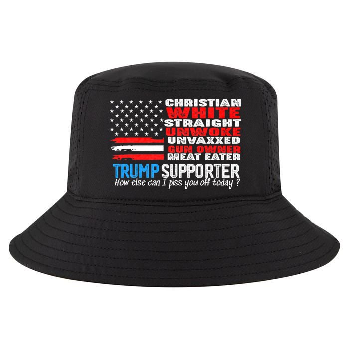 Trump Supporter Christian White Straight Unwoke Unvaxxed Cool Comfort Performance Bucket Hat