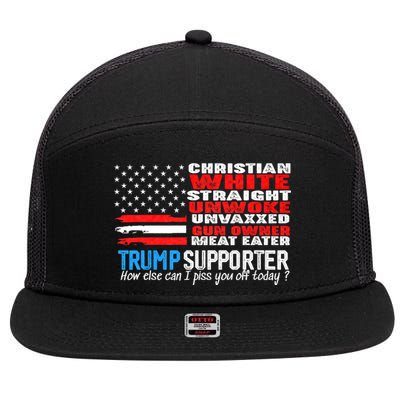 Trump Supporter Christian White Straight Unwoke Unvaxxed 7 Panel Mesh Trucker Snapback Hat