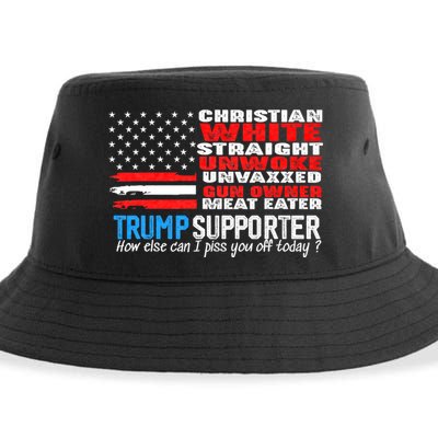 Trump Supporter Christian White Straight Unwoke Unvaxxed Sustainable Bucket Hat