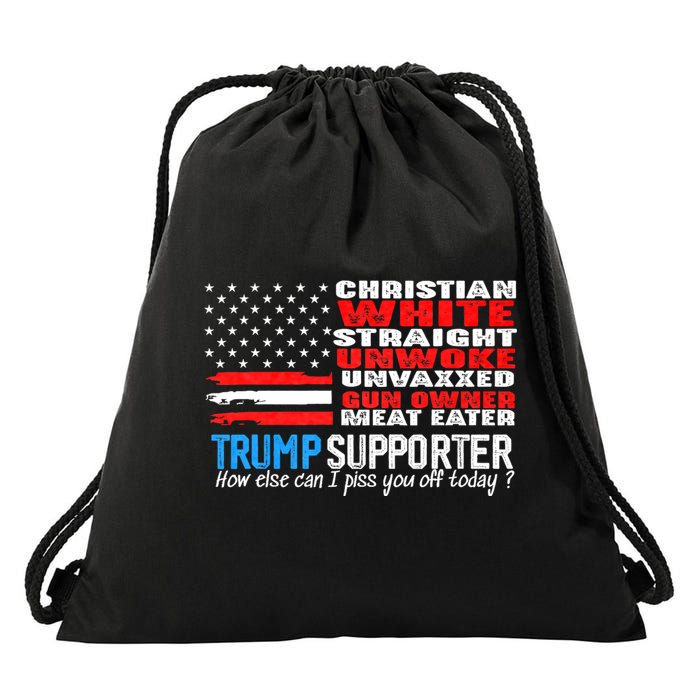 Trump Supporter Christian White Straight Unwoke Unvaxxed Drawstring Bag