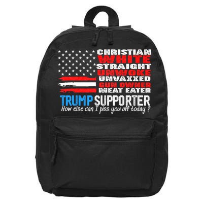 Trump Supporter Christian White Straight Unwoke Unvaxxed 16 in Basic Backpack
