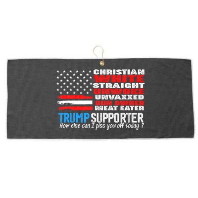 Trump Supporter Christian White Straight Unwoke Unvaxxed Large Microfiber Waffle Golf Towel