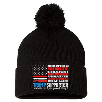 Trump Supporter Christian White Straight Unwoke Unvaxxed Pom Pom 12in Knit Beanie
