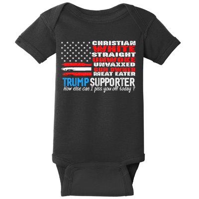 Trump Supporter Christian White Straight Unwoke Unvaxxed Baby Bodysuit