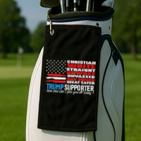 Trump Supporter Christian White Straight Unwoke Unvaxxed Golf Towel