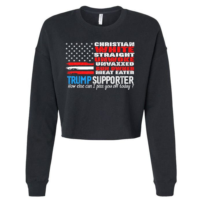 Trump Supporter Christian White Straight Unwoke Unvaxxed Cropped Pullover Crew