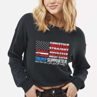 Trump Supporter Christian White Straight Unwoke Unvaxxed Cropped Pullover Crew