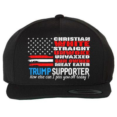 Trump Supporter Christian White Straight Unwoke Unvaxxed Wool Snapback Cap