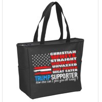 Trump Supporter Christian White Straight Unwoke Unvaxxed Zip Tote Bag