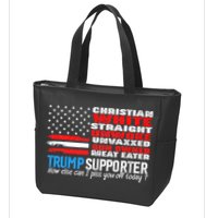 Trump Supporter Christian White Straight Unwoke Unvaxxed Zip Tote Bag