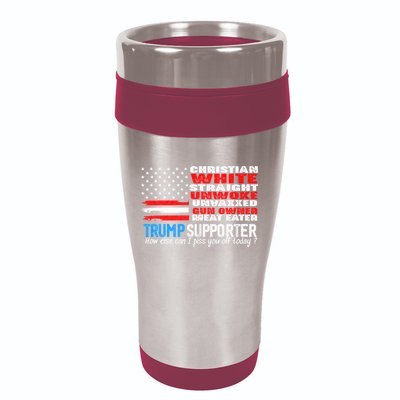 Trump Supporter Christian White Straight Unwoke Unvaxxed 16oz Travel Tumbler