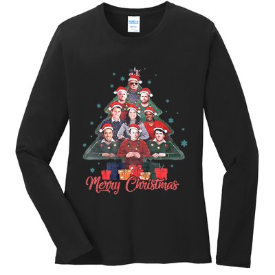 Trump Supporters Christmas Tree Dream Team Daddys Home 45 47 Ladies Long Sleeve Shirt