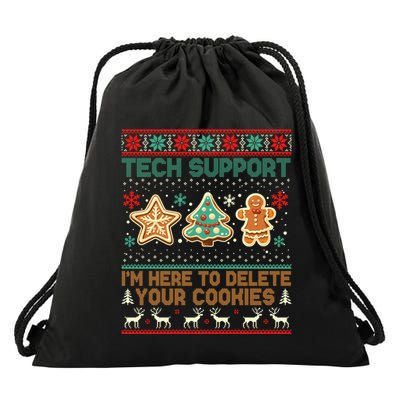 Tech Support Christmas Cookies Funny Christmas Drawstring Bag