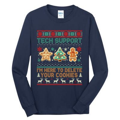 Tech Support Christmas Cookies Funny Christmas Tall Long Sleeve T-Shirt