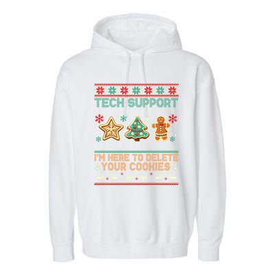 Tech Support Christmas Cookies Funny Christmas Garment-Dyed Fleece Hoodie