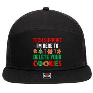 Tech Support Christmas Cookies Funny Christmas 7 Panel Mesh Trucker Snapback Hat