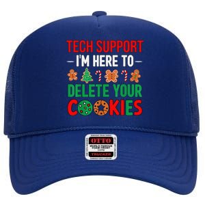 Tech Support Christmas Cookies Funny Christmas High Crown Mesh Back Trucker Hat