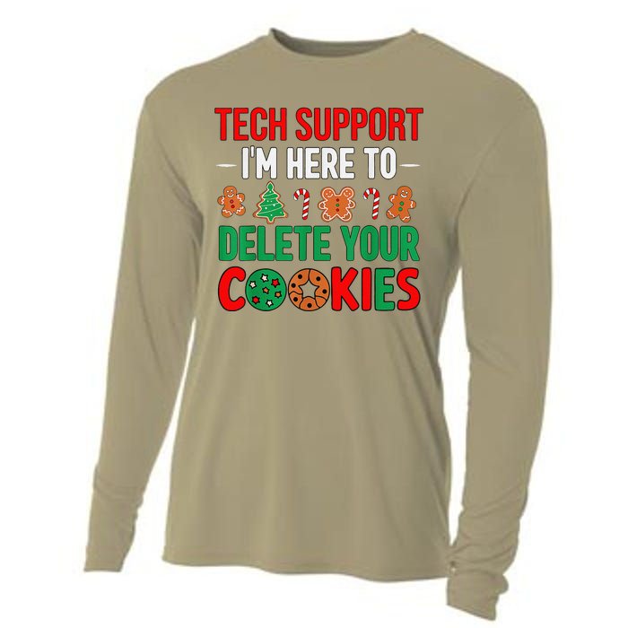 Tech Support Christmas Cookies Funny Christmas Cooling Performance Long Sleeve Crew