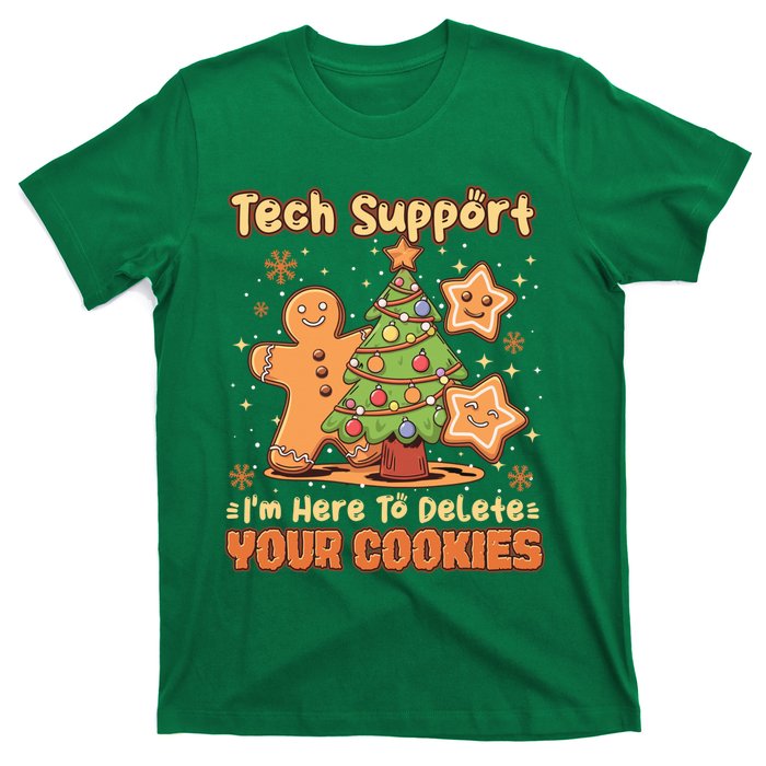 Tech Support Christmas Cookies Funny Christmas Tree T-Shirt