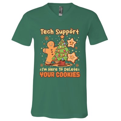 Tech Support Christmas Cookies Funny Christmas Tree V-Neck T-Shirt