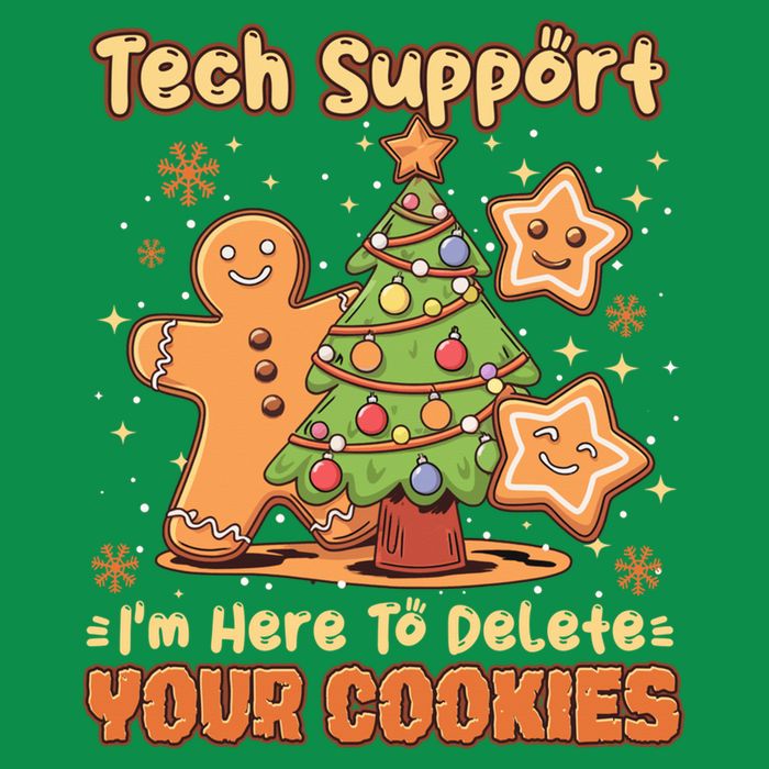 Tech Support Christmas Cookies Funny Christmas Tree Button