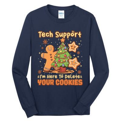 Tech Support Christmas Cookies Funny Christmas Tree Tall Long Sleeve T-Shirt