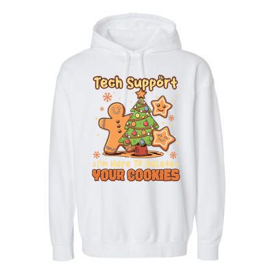 Tech Support Christmas Cookies Funny Christmas Tree Garment-Dyed Fleece Hoodie