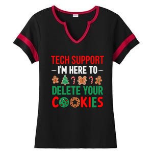 Tech Support Christmas Cookies Funny Christmas Tree Candy Cane Gingerbread Ladies Halftime Notch Neck Tee