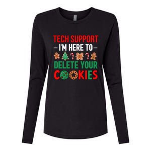 Tech Support Christmas Cookies Funny Christmas Tree Candy Cane Gingerbread Womens Cotton Relaxed Long Sleeve T-Shirt