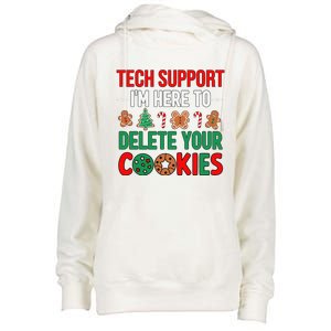 Tech Support Christmas Cookies Funny Christmas Tree Candy Cane Gingerbread Womens Funnel Neck Pullover Hood