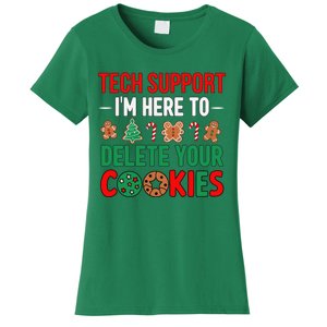 Tech Support Christmas Cookies Funny Christmas Tree Candy Cane Gingerbread Women's T-Shirt