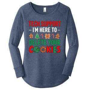 Tech Support Christmas Cookies Funny Christmas Tree Candy Cane Gingerbread Women's Perfect Tri Tunic Long Sleeve Shirt