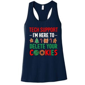 Tech Support Christmas Cookies Funny Christmas Tree Candy Cane Gingerbread Women's Racerback Tank